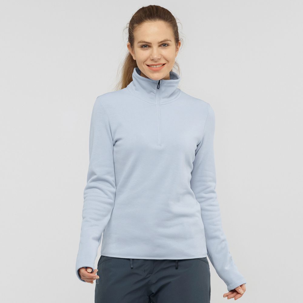 SALOMON WARM AMBITION HALF ZIP W Philippines - Women's Midlayers - Blue | 248793-EMB